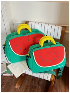 Set borsa da viaggio in tela ricamata anguria carina, borsa a tracolla grande capacità.