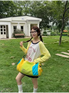 Borsa da viaggio sportiva colorblock primavera impermeabile fitness yoga tracolla