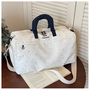 Large capacity sports duffel bag for travel and fitness with stylish star print.