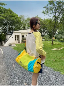 Borsa da viaggio color-block impermeabile borsone sportivo fitness palestra tracolla donna