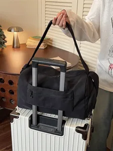 Large capacity travel duffel bag with trolley sleeve for gym yoga and outdoor sports.