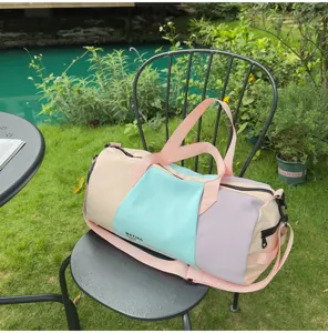 Borsa da viaggio colorblock da donna, borsone da palestra impermeabile, borsa sportiva.