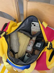 Borsa da viaggio colorblock borsone palestra impermeabile grande capacità weekend donna
