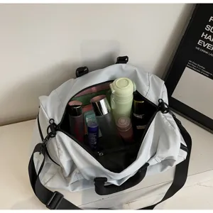 Large capacity solid color travel duffel bag lightweight gym fitness yoga storage bag