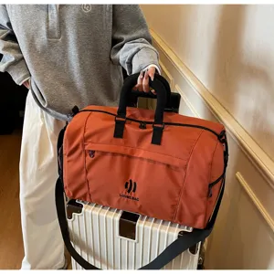 Large capacity solid color travel duffel bag lightweight business fitness luggage bag