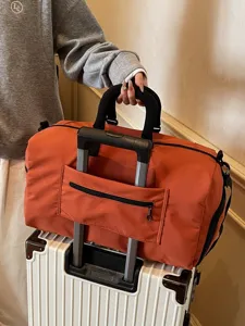 Large capacity solid color travel bag lightweight business fitness luggage carry-on bag