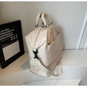 Sac de voyage beige minimaliste grande capacité sac week-end avec bandoulière réglable