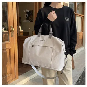 Light grey travel duffel bag large capacity commuter gym shoulder bag with crossbody strap