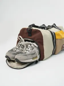 Large capacity travel duffel bag with separate shoe compartment, multi-color gym sports bag.