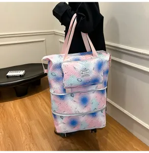 Travel tote bag large capacity expandable luggage bag with universal wheels for women trip