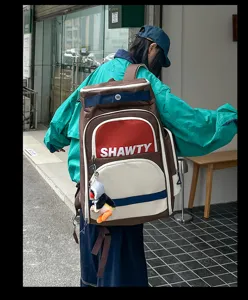 Grand sac à dos de voyage élégant colorblock décontracté sac d'école quotidien pour étudiants