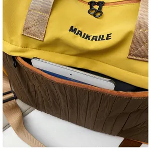 Kleurblok reistas duffel detail, grote capaciteit waterdichte schouder sporttas.