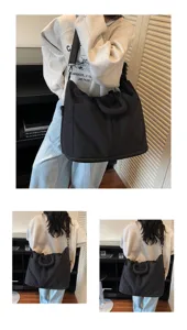 Casual black travel shoulder bag large capacity versatile tote bag for daily use new