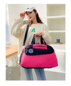 Portable foldable travel duffle bag for luggage and clothes storage, ideal for trips.