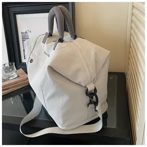 Fashionable cotton travel duffel bag, lightweight commute shoulder luggage for fitness.