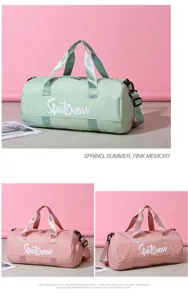 Large capacity cylinder travel fitness gym bag with shoulder strap for sports and daily use.