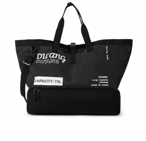 Grand sac de voyage de sport avec compartiment à chaussures inférieur, sac noir de sport.