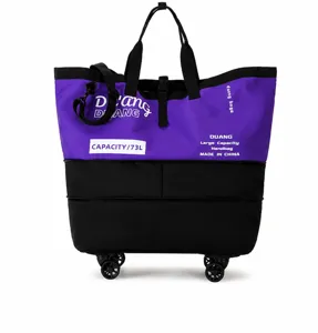 Grand sac de voyage pliable avec roulettes, sac à bagages portable pour courts trajets et fitness.