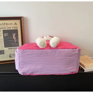 Sac de voyage rose et violet avec joli design d'ours grand capacité sac de sport femme