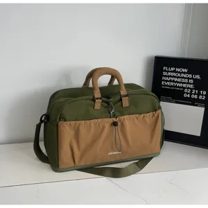 Grosse kapazitaet reise tasche gruen braun kontrastfarbe fitness sport tasche leicht