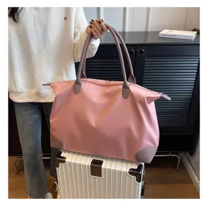 Pink travel duffel bag large capacity lightweight gym tote bag for women weekend trip