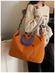 Stylish cotton travel duffel bag large capacity casual shoulder bag for commute gym fitness