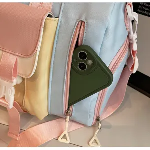 Pastel color blocking travel duffel bag multi-pocket cross body luggage bag for short trips.
