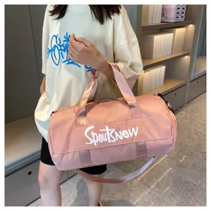 Pink large capacity sports travel duffel bag for gym, fitness, and weekend overnight trips.