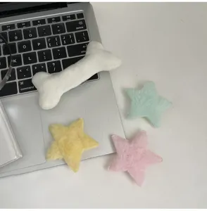 Cute plush star and bone charms set, soft fuzzy accessories for bags and daily cute styling.