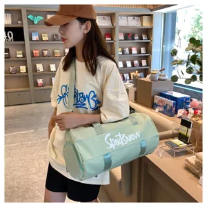 Light green travel gym duffel bag large capacity sports bag with shoulder strap for fitness use