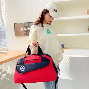 Large capacity red black travel duffel bag foldable portable storage bag for luggage trip