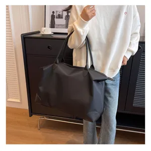 Large capacity black travel duffel bag lightweight business trip luggage bag for women men