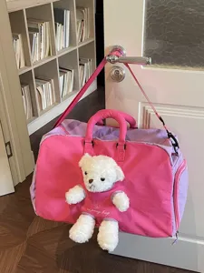 Sac de voyage rose et violet grande capacité sac de sport week-end avec adorable peluche