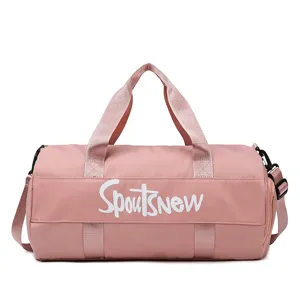 Pink large capacity travel duffel bag for gym, fitness, and sports. Durable overnight luggage.