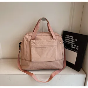 Pink travel duffel bag large capacity gym fitness bag waterproof weekend bag for women