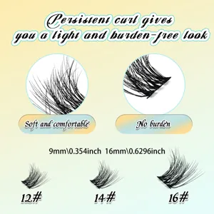 Segmented cluster false eyelashes with natural thick volume, lightweight and curl.