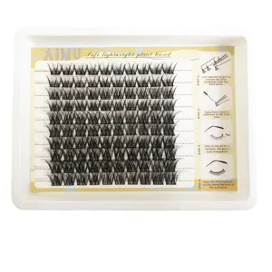 10 rows dense segmented false eyelashes natural soft lightweight DIY lash extensions tray set