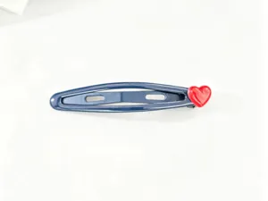 Korean style metal snap hair clip with cute red heart detail, perfect for sweet daily styling.