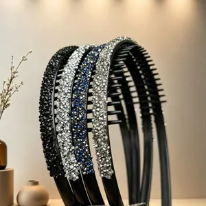 Sparkling gravel rhinestone toothed non-slip hairband stylish daily wear hair accessory main view