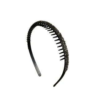 Black rhinestone headband with teeth anti-slip hair hoop sparkling crystal hair accessories