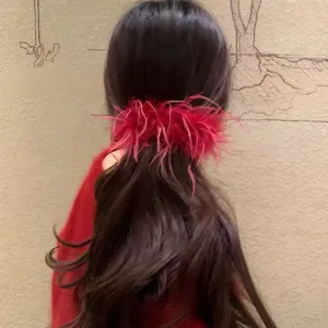 Large 13cm Ostrich Feather Hair Claw Clip Winter Back Head Updo Styling Hair Accessories