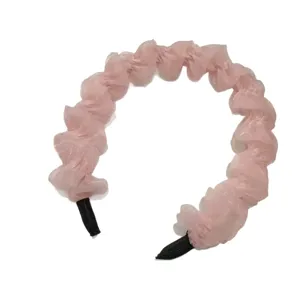 Cute pink chiffon pleated hair hoop for women sweet fairy headband elegant daily hair accessory