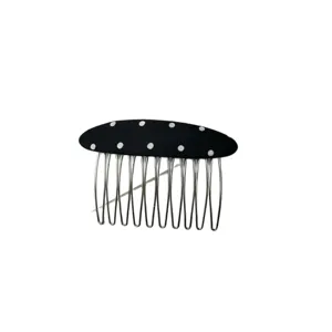 Black fabric polka dot insert hair comb, elegant hair styling tool for daily bangs and stray hair.