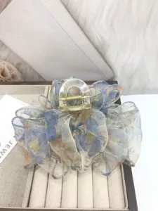 Grote organza bloemen haarspeld, zoete wolk stijl haarklem voor dik haar styling accessoires.