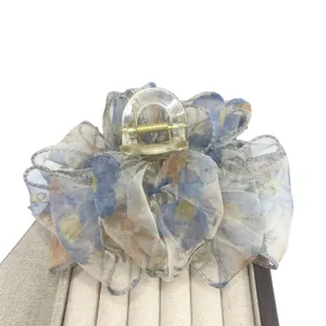 Grote organza haarklem schattige bloemen haarklauw elegante haaraccessoire voor dames