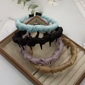 Women Fashionable Headband High Cranial Top Fabric Wrapped Hair Hoop with Teeth Daily Nonslip Hair Accessories
