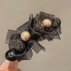 Grote Strik Haarklem Met Net Pearls En Strass Elegante Haarklem Haarstyling Hoofdtooi Voor Vrouwen