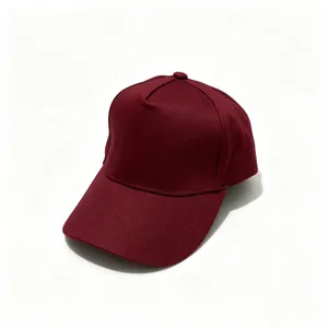 Plain cotton baseball cap, solid burgundy curved brim dad hat for casual daily wear.