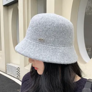 Sombrero de pescador minimalista de mezcla de lana para mujer, otoño invierno cálido y moda.