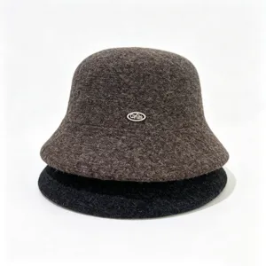 Sombrero Bucket de Mezcla de Lana Estilo Japonés para Mujer Otoño Invierno Cálido Térmico Color Sólido Cortaviento Sombrero Cloche